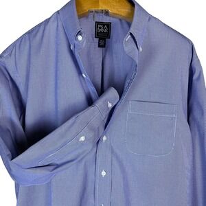 Jos A Bank Franklin Mens Blue Check Button Down Long Sleeve Shirt Sz 16.5 33